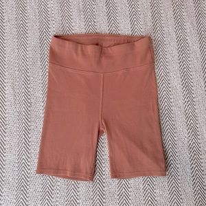 Women’s Pact Organic Cotton Bike Shorts Coral Pink Ribbed - Size: Medium